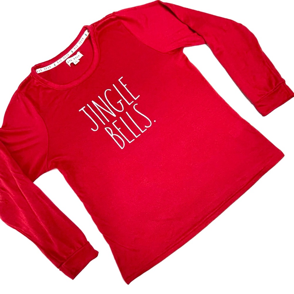 Rae Dunn Christmas Red JINGLE BELLS. Long Sleeve Soft Cozy Pajama Top SzM